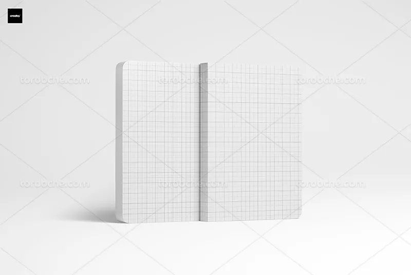 موکاپ PSD جلد کتاب ایستاده از زاویه رو به رو