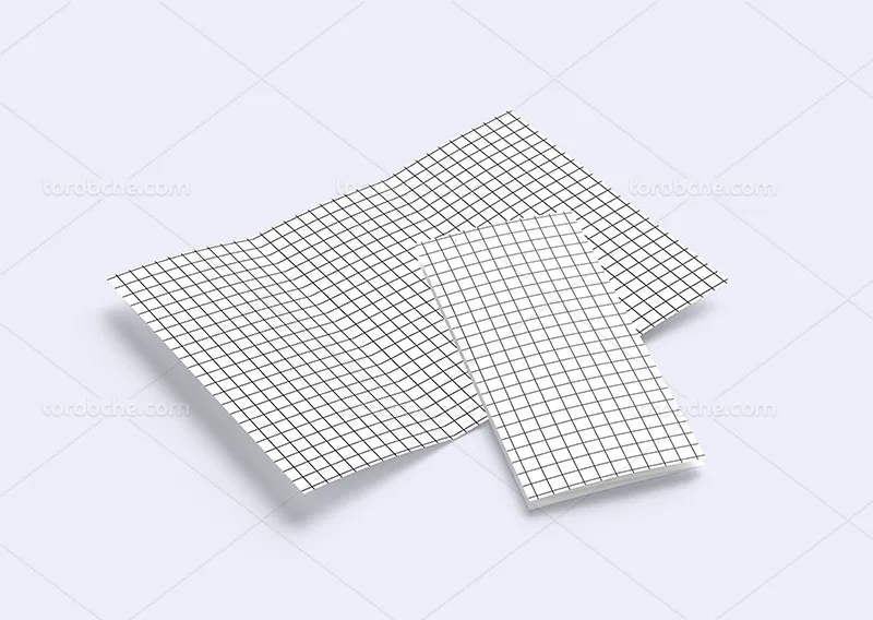 موکاپ PSD بروشور سه لت از زاویه بالا
