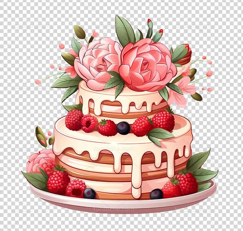 عکس PNG نقاشی کیک با میوه