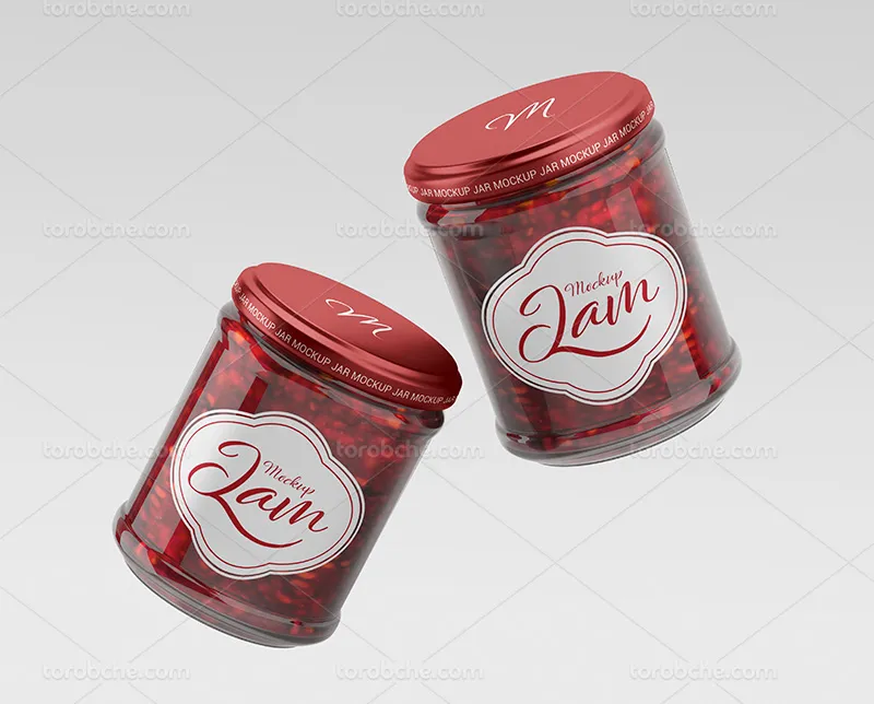 موکاپ بسته بندی شیشه ای مربا انار