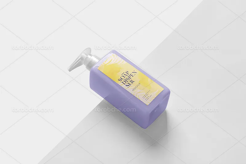 موکاپ بطری مایع دستشویی پمپی پلاستیکی
