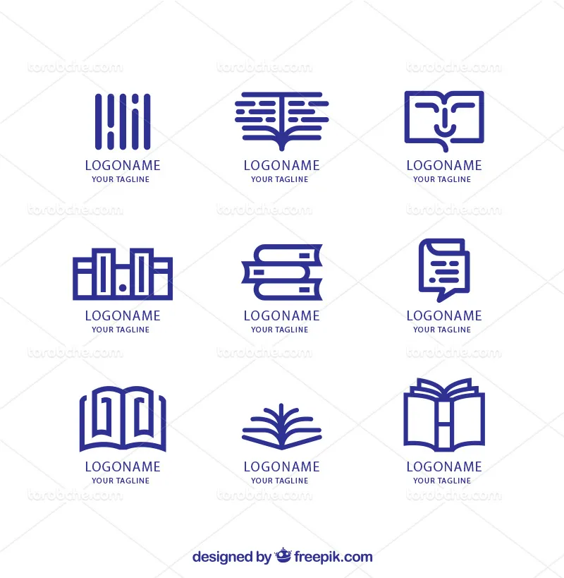 وکتور لوگوی کتابخانه آبی رنگ