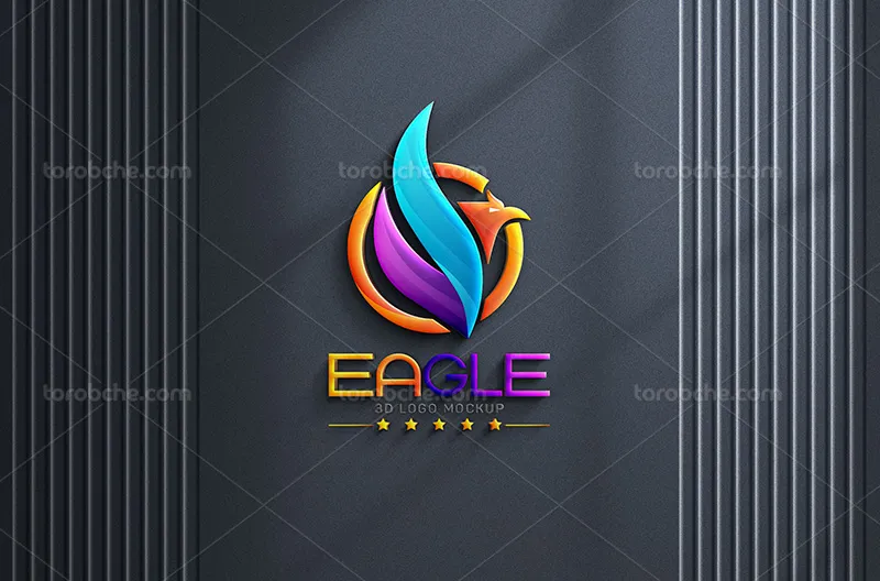 موکاپ لایه باز لوگو 3D از زاویه رو به رو