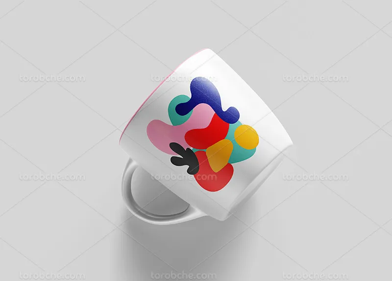 موکاپ PSD ماگ از زاویه بالا