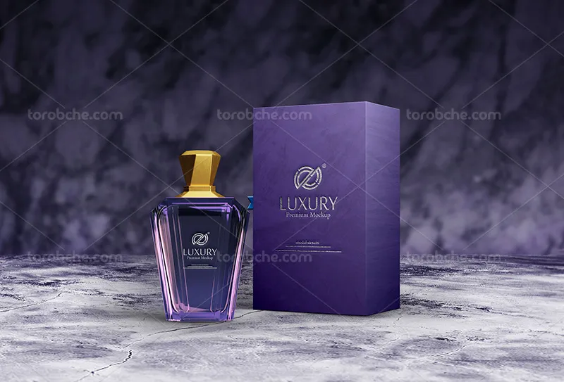 موکاپ شیشه عطر و جعبه