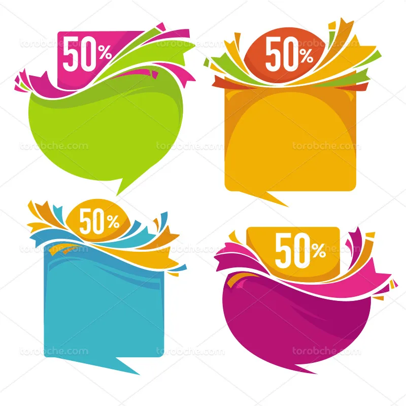 وکتور لیبل تخفیف 50 درصدی رنگی