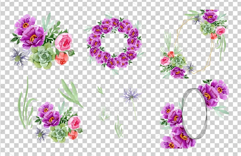 عکس PNG گل بنفش برای طراحی کارت دعوت