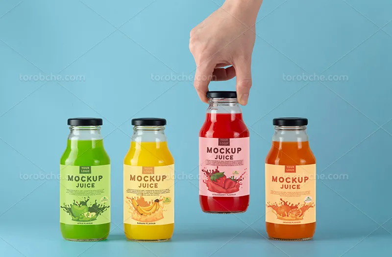 موکاپ بطری آبمیوه برای طراحی تبلیغاتی