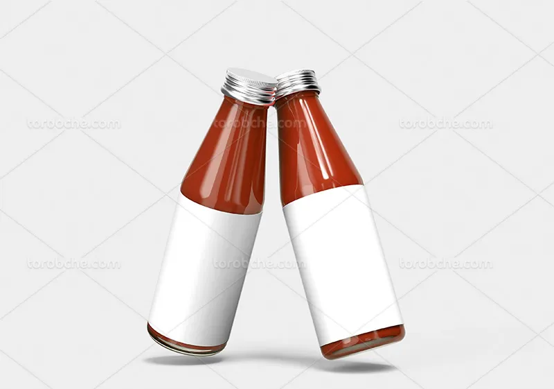 موکاپ طرح گرافیکی بطری شیشه ای سس