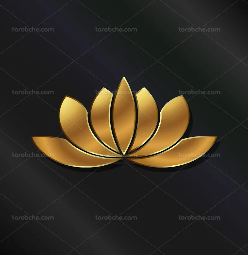 وکتور لوگوی لوکس گل لوتوس طلایی برای طراحی