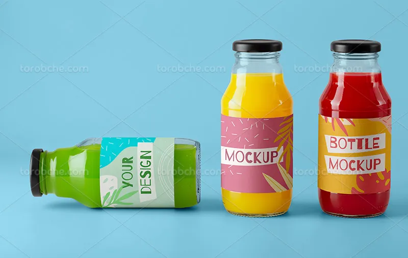 موکاپ بطری آبمیوه شیشه ای مناسب طراحی