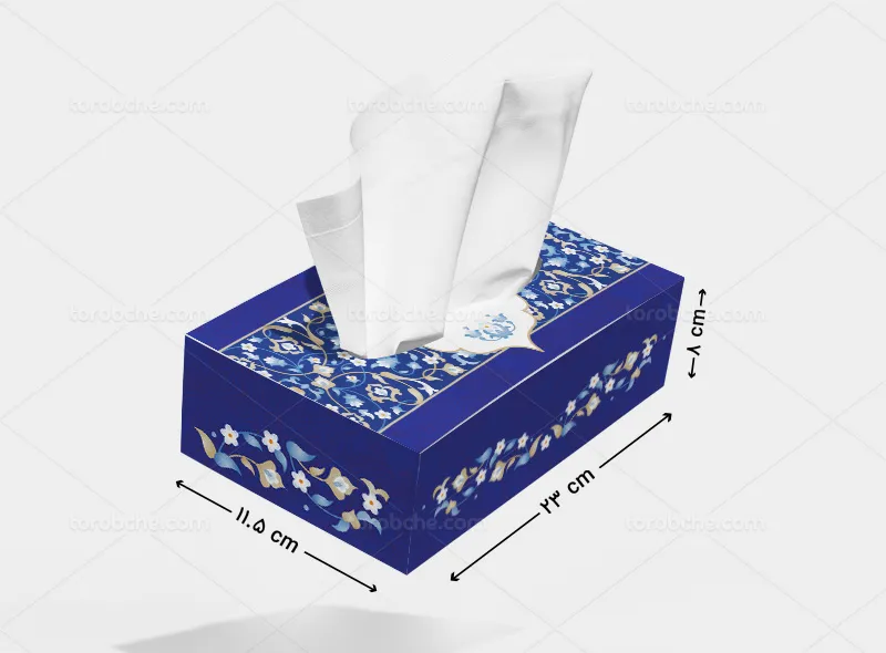 جعبه دستمال کاغذی آبی رنگ سنتی