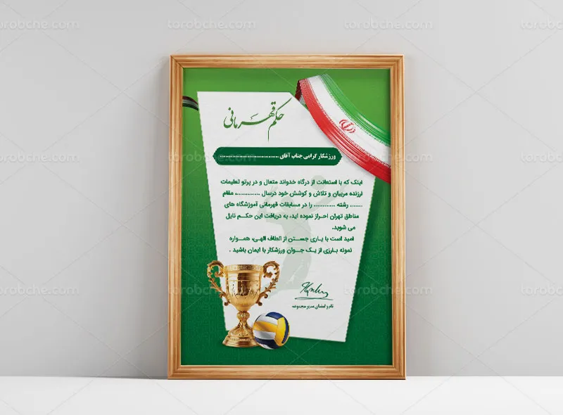 طرح لایه باز حکم قهرمانی ورزشی والیبال