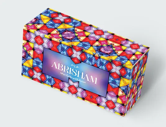 طرح جعبه دستمال کاغذی با زمینه سنتی رنگارنگ