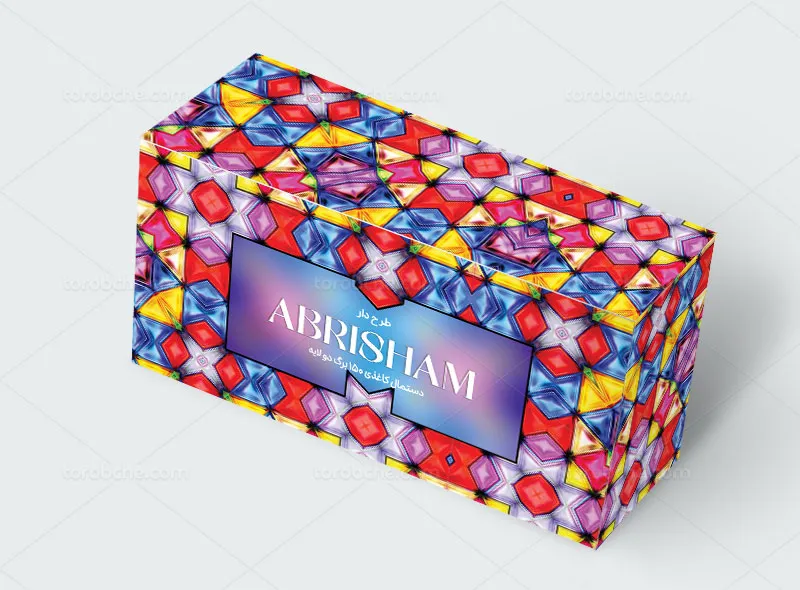 طرح جعبه دستمال کاغذی با زمینه سنتی رنگارنگ