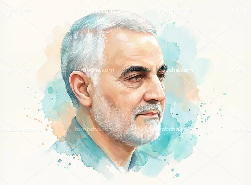 نقاشی دیجیتال پرتره چهره سردار سلیمانی
