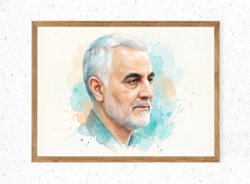 نقاشی دیجیتال پرتره چهره سردار سلیمانی