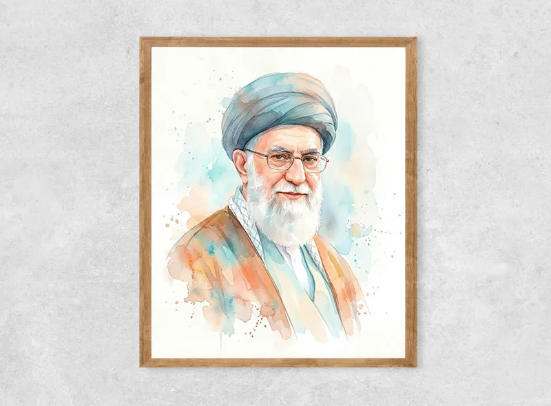 نقاشی دیجیتال آبرنگی آیت الله سید علی خامنه ای