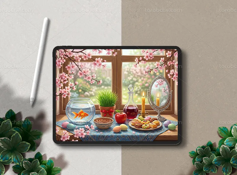 نقاشی دیجیتال هفت سین نوروز