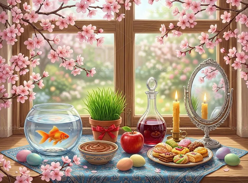 نقاشی دیجیتال هفت سین نوروز