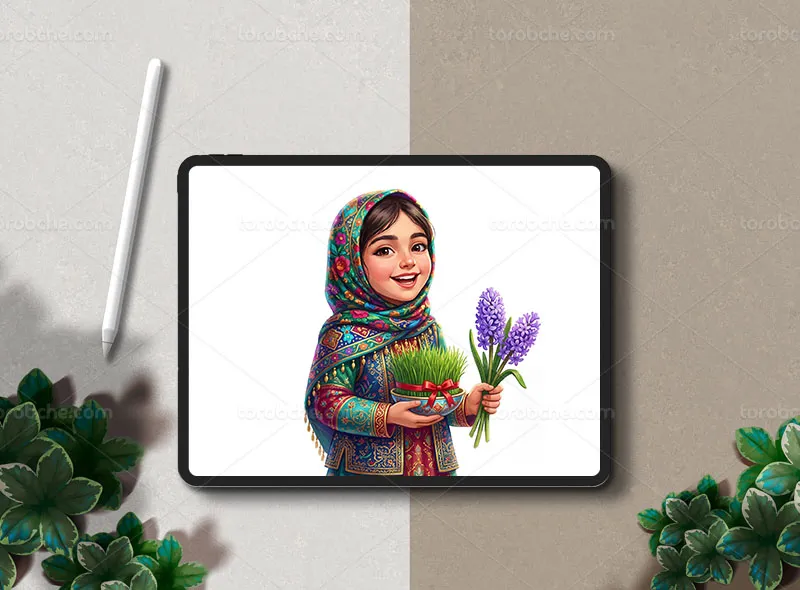 نقاشی دیجیتال کاراکتر دختر نوروزی
