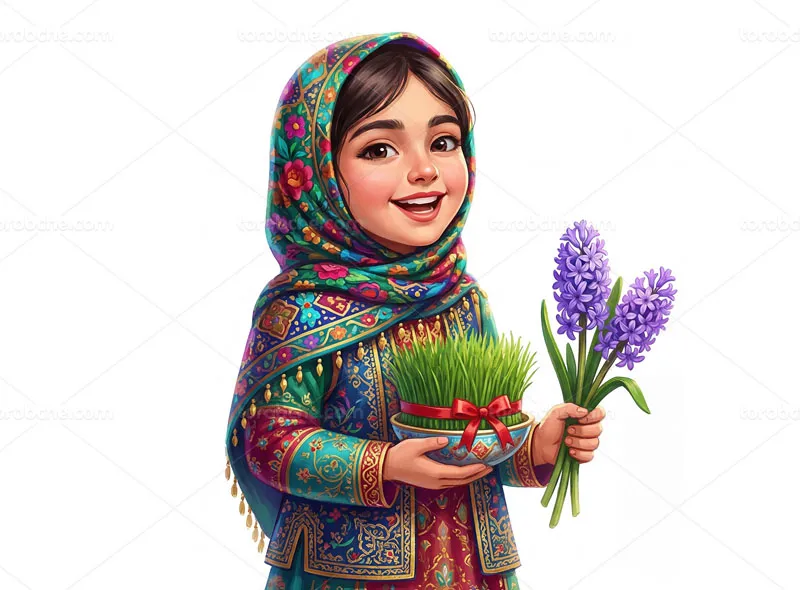نقاشی دیجیتال کاراکتر دختر نوروزی