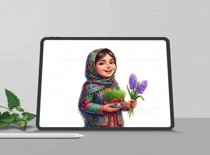 نقاشی دیجیتال کاراکتر دختر نوروزی