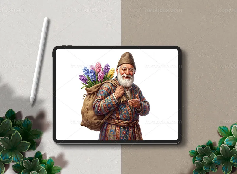 نقاشی دیجیتال کاراکتر عمو نوروز و سنبل