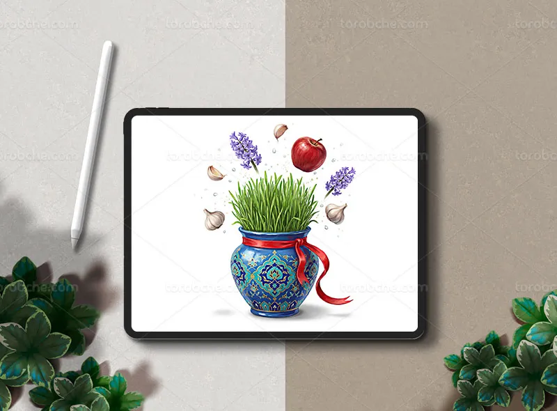نقاشی دیجیتال سبزه نوروزی