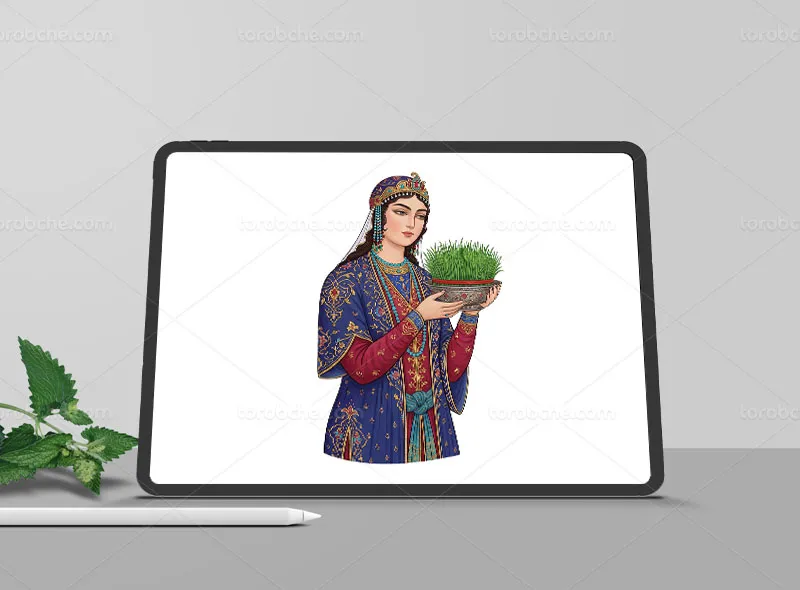 نقاشی دیجیتال زن مینیاتوری نوروزی