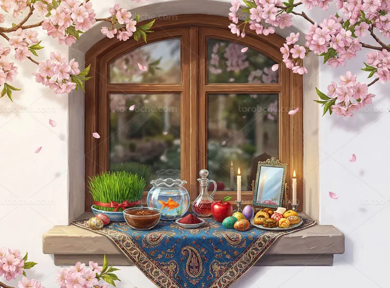 نقاشی دیجیتال هفت سین نوروز