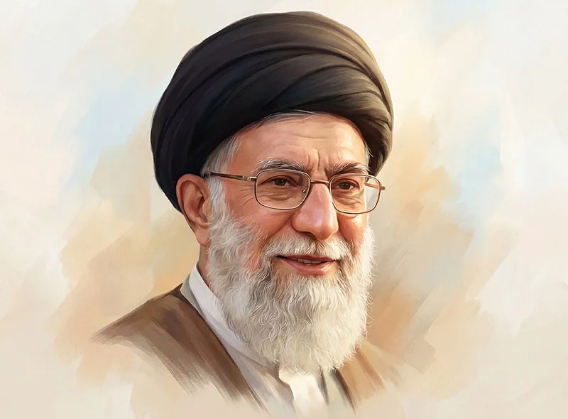 نقاشی دیجیتال چهره آیت الله خامنه ای
