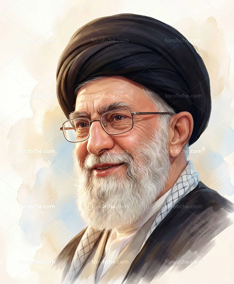 طرح نقاشی پرتره شهید آیت الله سید علی خامنه ای