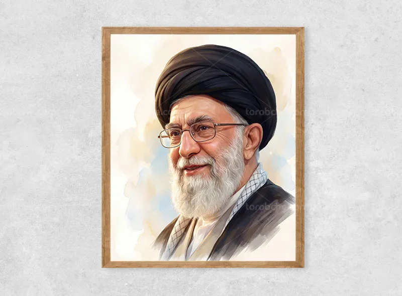 طرح نقاشی پرتره شهید آیت الله سید علی خامنه ای