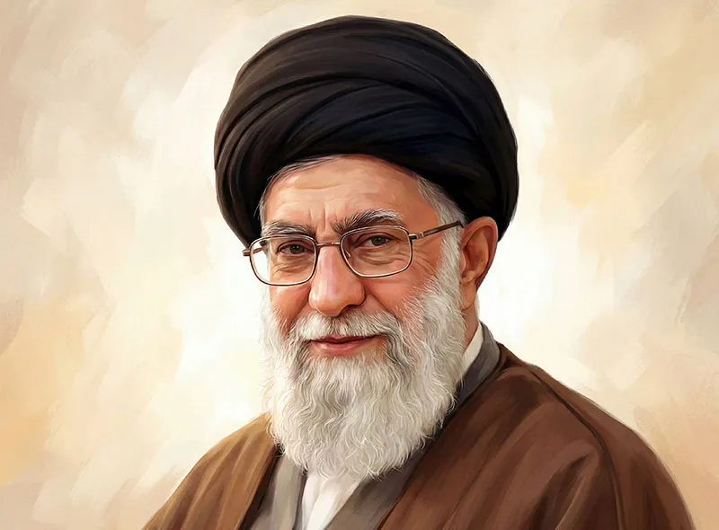 نقاشی شهید آیت الله سید علی حسینی خامنه ای (ره)