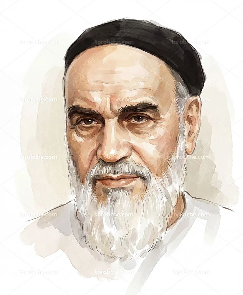 نقاشی آبرنگی پرتره امام خمینی (ره)