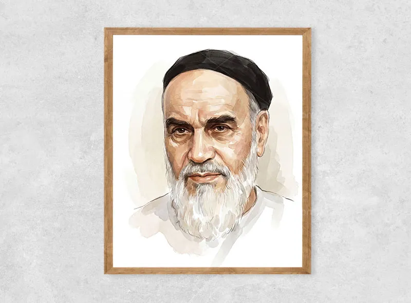 نقاشی آبرنگی پرتره امام خمینی (ره)