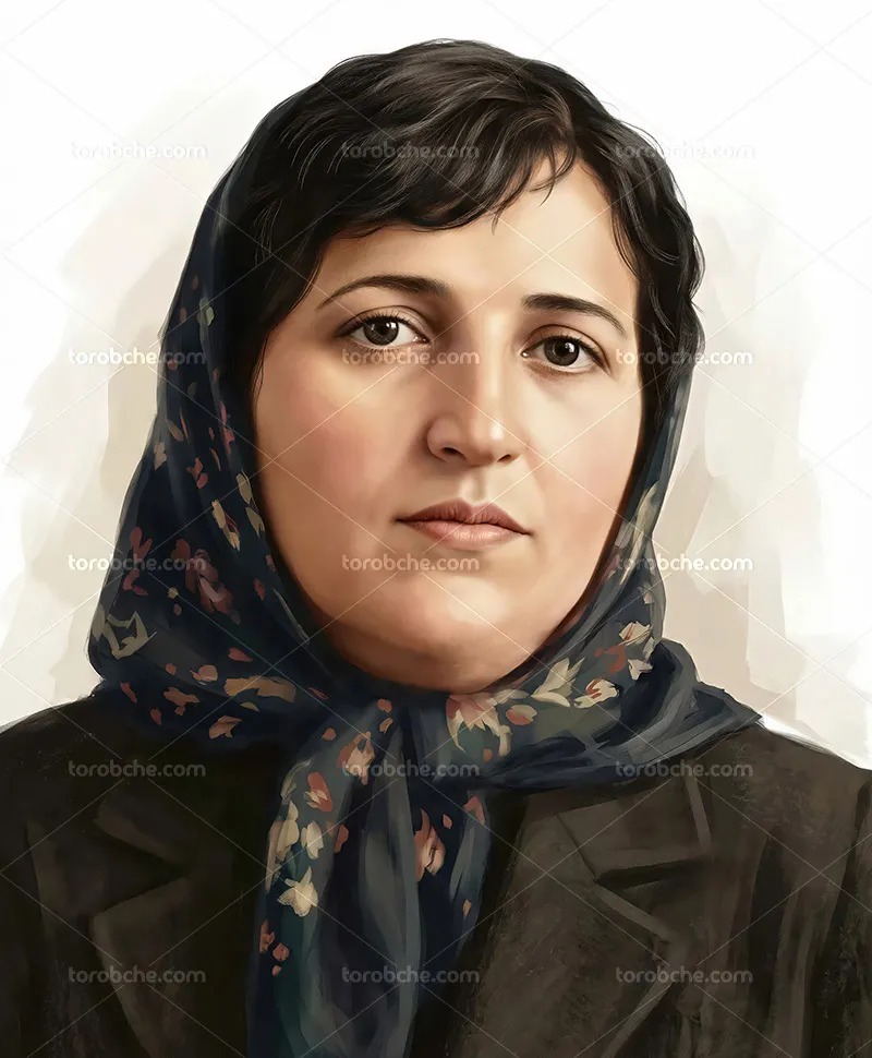 نقاشی دیجیتال پروین اعتصامی با کیفیت عالی