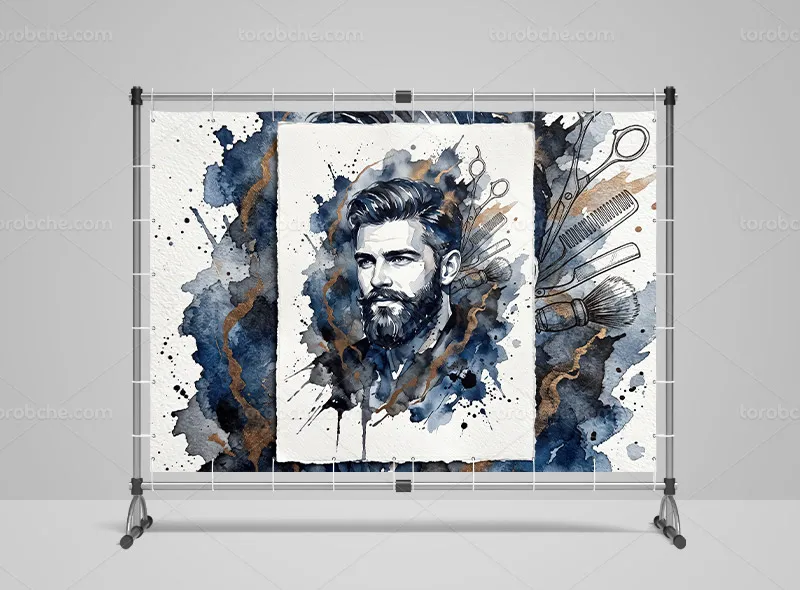 طرح پوستر دیواری جذاب برای آرایشگاه مردانه