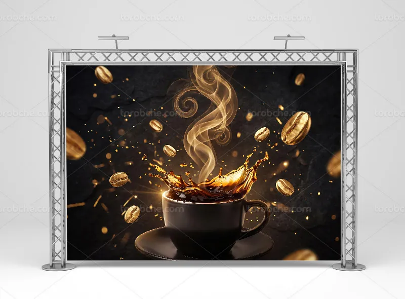 طرح پوستر جذاب فنجان قهوه