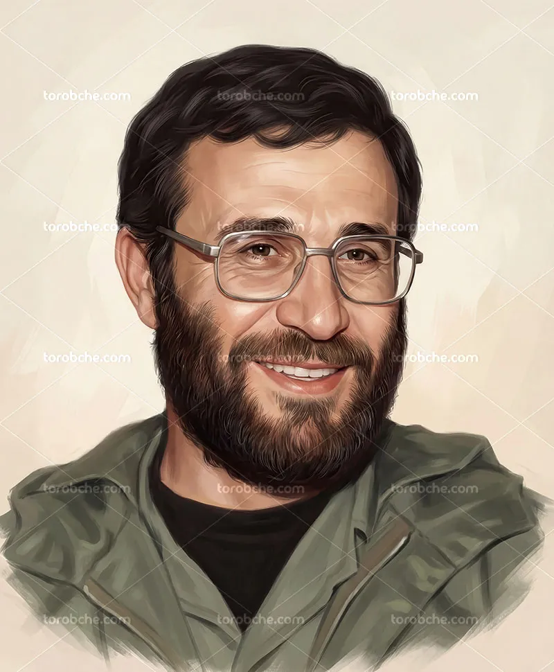نقاشی پرتره شهید محمد بروجردی