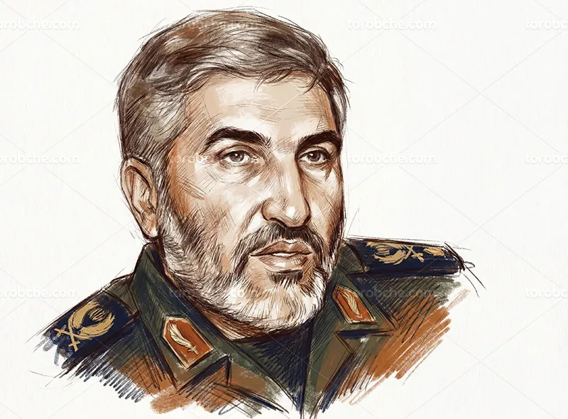 طرح نقاشی دیجیتال پرتره شهید احمد کاظمی