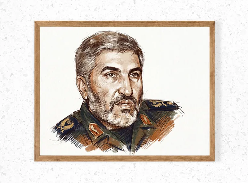 طرح نقاشی دیجیتال پرتره شهید احمد کاظمی