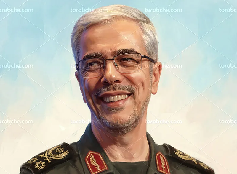نقاشی دیجیتال سرلشکر شهید محمد باقری
