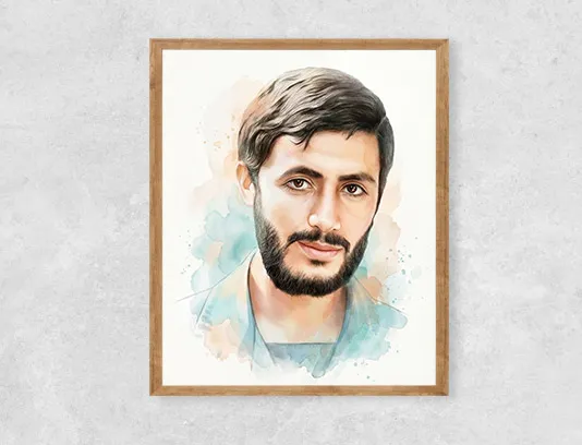 نقاشی دیجیتال پرتره شهید ابراهیم همت