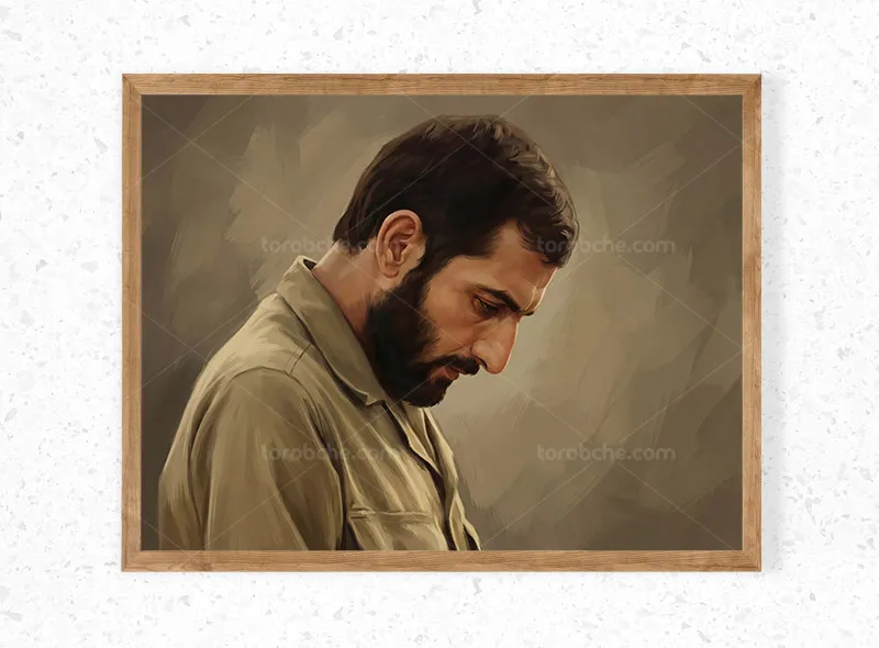 نقاشی دیجیتال پرتره نیمرخ شهید باکری